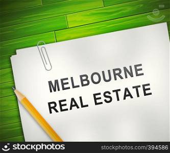 Melbourne Real Estate Property Report Representing Australian Realty In Victoria. Urban Downtown Waterfront Residences - 3d Illustration
