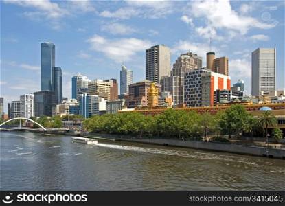 Melbourne, with the Yarra River in the foreground