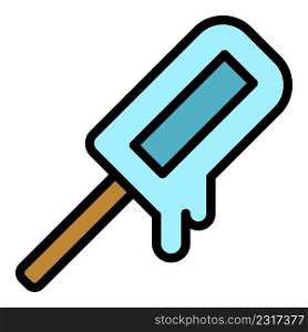 Melt ice cream icon. Outline melt ice cream vector icon color flat isolated. Melt ice cream icon color outline vector