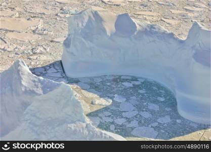 melting ice over the Greenland in spring time