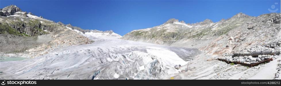 Melting Rhone glacier, Switzerland. View from Furka Pass