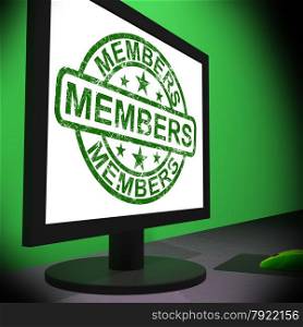Members Computer Showing Membership Registration And Internet Subscribing