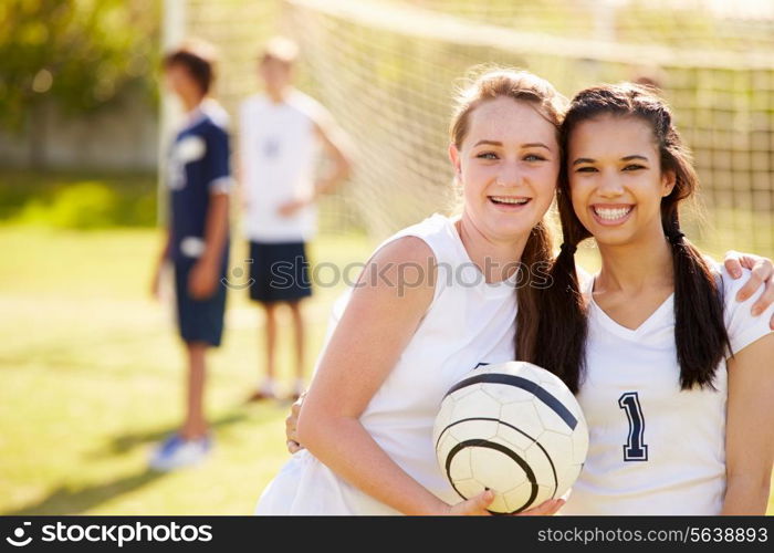 Members Of Female High School Soccer Team