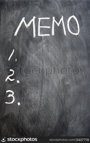 Memorandum written with chalk on blackboard