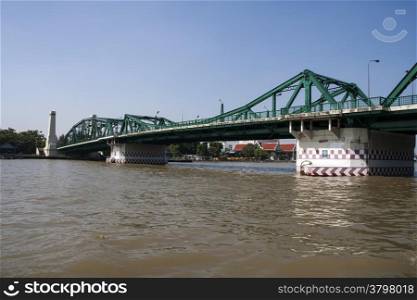 Memorial bridge across the Chao Phraya river, Bangkok, Thailand