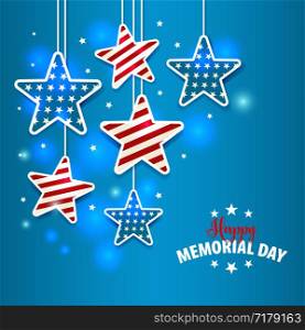 Memorial Day with star in national flag colors. Memorial Day illustration with star in national flag colors