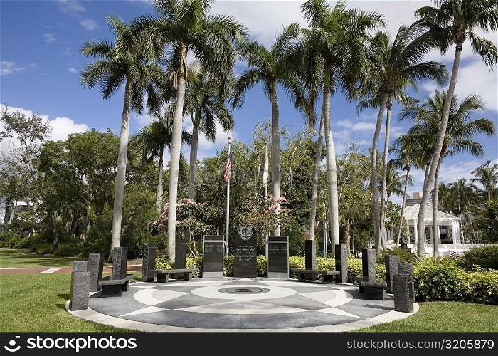 Memorials in a park, Las Olas Boulevard, Fort Lauderdale, Florida, USA