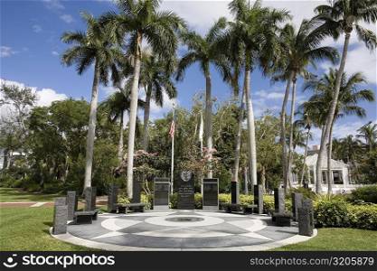 Memorials in a park, Las Olas Boulevard, Fort Lauderdale, Florida, USA
