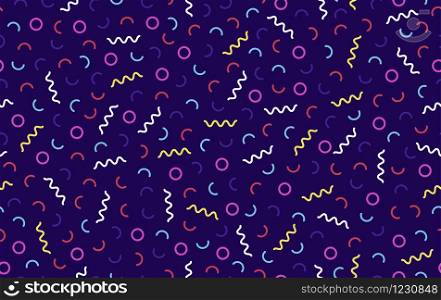 Memphis pattern background. Abstract background with geometric shapes - zigzag, wave, circle. Memphis pattern background. Abstract background with geometric shapes - zigzag, wave, circle.