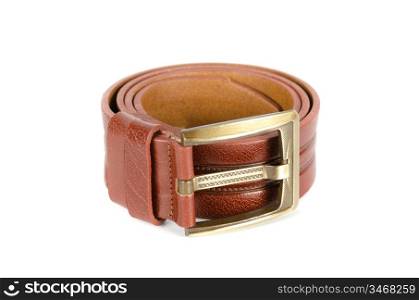 Men&acute;s leather belt on a white background