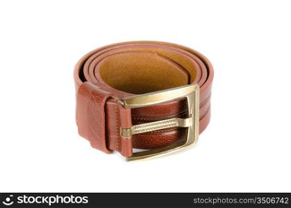 Men&acute;s leather belt on a white background