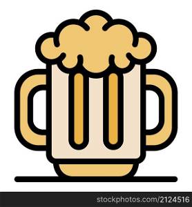 Men beer mug icon. Outline men beer mug vector icon color flat isolated. Men beer mug icon color outline vector