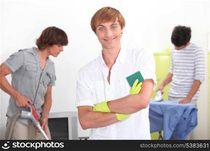 Men cleaning