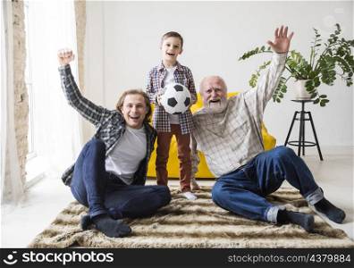 men different generations watching football