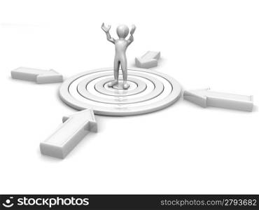 Men in the center of the target. 3d