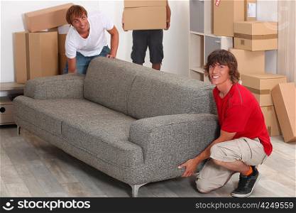 Men moving into new house