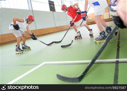 men playing a hockey game