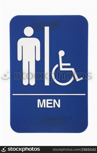 Men restroom sign with handicap access on white background.