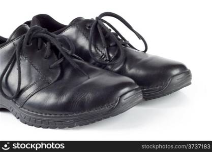 Men&rsquo;s black leather shoes isolated on white background