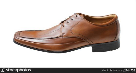 Men&rsquo;s brown leather shoe isolated over white