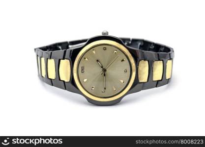 Men&rsquo;s golden wristwatch Isolated on white background