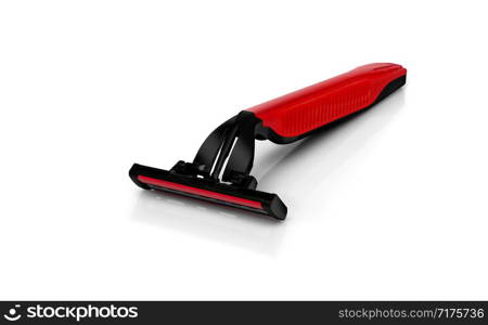 Men&rsquo;s shaving razor. Studio shot isolated on white background. With clipping path