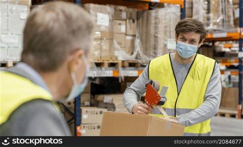 men warehouse working