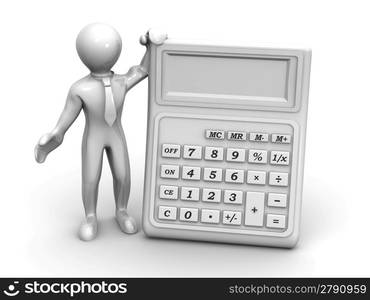 Men with calculator. 3d