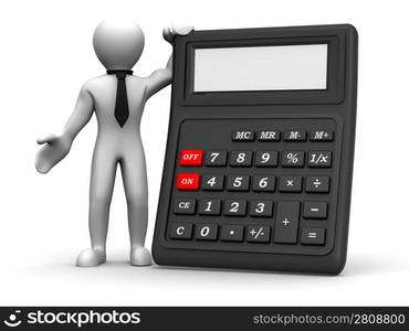 Men with calculator. 3d