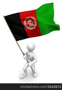 Men with flag. Afganistan. 3d