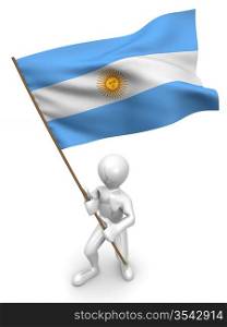 Men with flag. Argentina. 3d