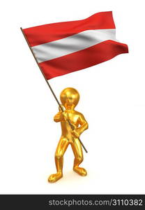 Men with flag. Austria. 3d