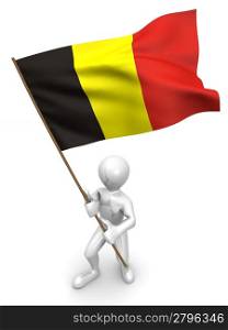 Men with flag. Belgium. 3d