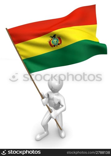 Men with flag. Bolivia. 3d