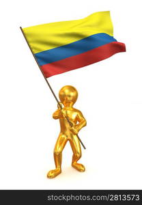 Men with flag. Colombia. 3d