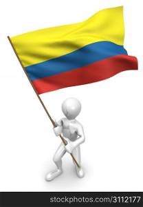 Men with flag. Colombia. 3d