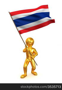 Men with flag. Costa-Rica. 3d