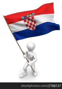 Men with flag. Croatia. 3d