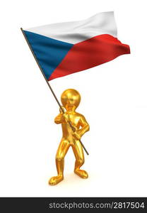 Men with flag. Czech Republic. 3d