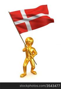 Men with flag. Denmark. 3d