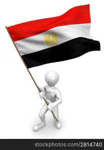Men with flag. Egypt. 3d