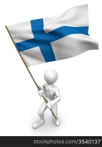 Men with flag. Finland. 3d