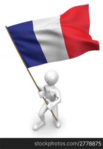 Men with flag. France. 3d