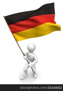Men with flag. Germany. 3d
