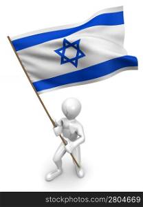 Men with flag. Israel. 3d