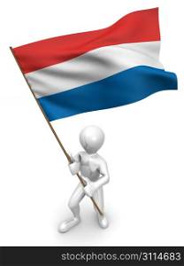Men with flag. Netherlands. 3d