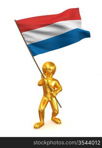 Men with flag. Netherlands. 3d