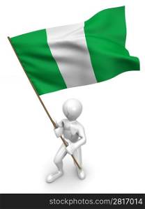 Men with flag. Nigeria. 3d