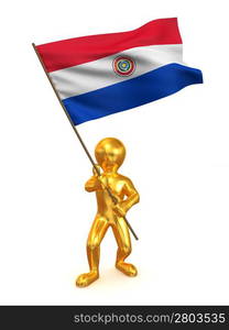 Men with flag. Paraguay. 3d