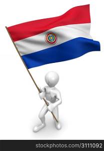 Men with flag. Paraguay. 3d